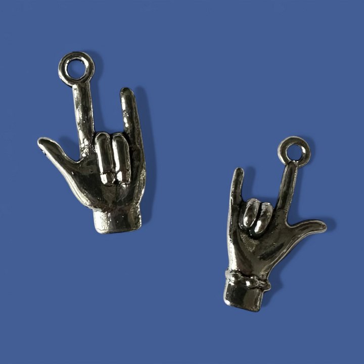 I Love You ASL Hand Silver Whinny Winners Braid and Bridle Charms for Horses | Little Shop of Ponies product image (1)