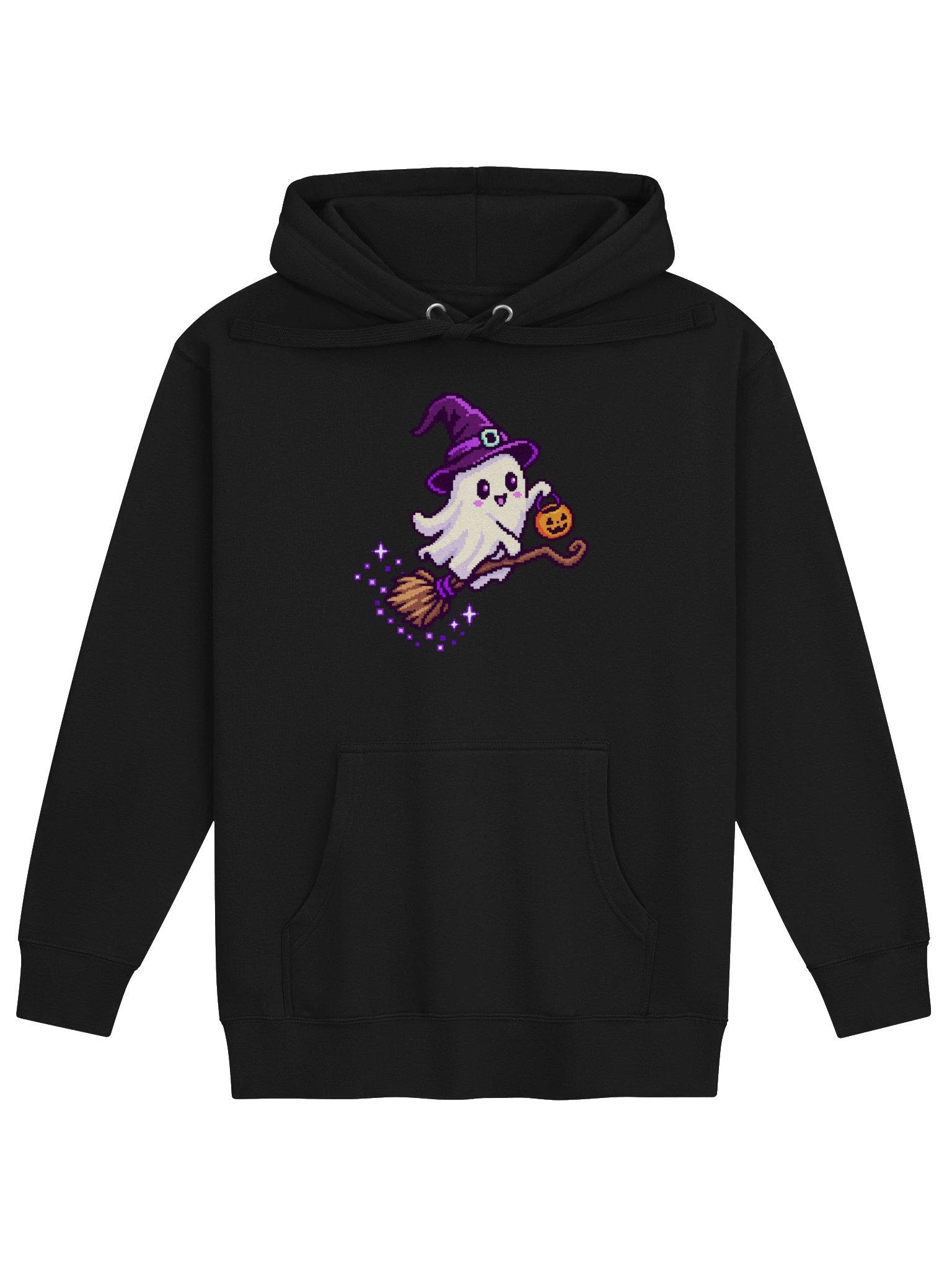 Broom Riding Pumpkin Ghost — Premium Hoodie product image (2)