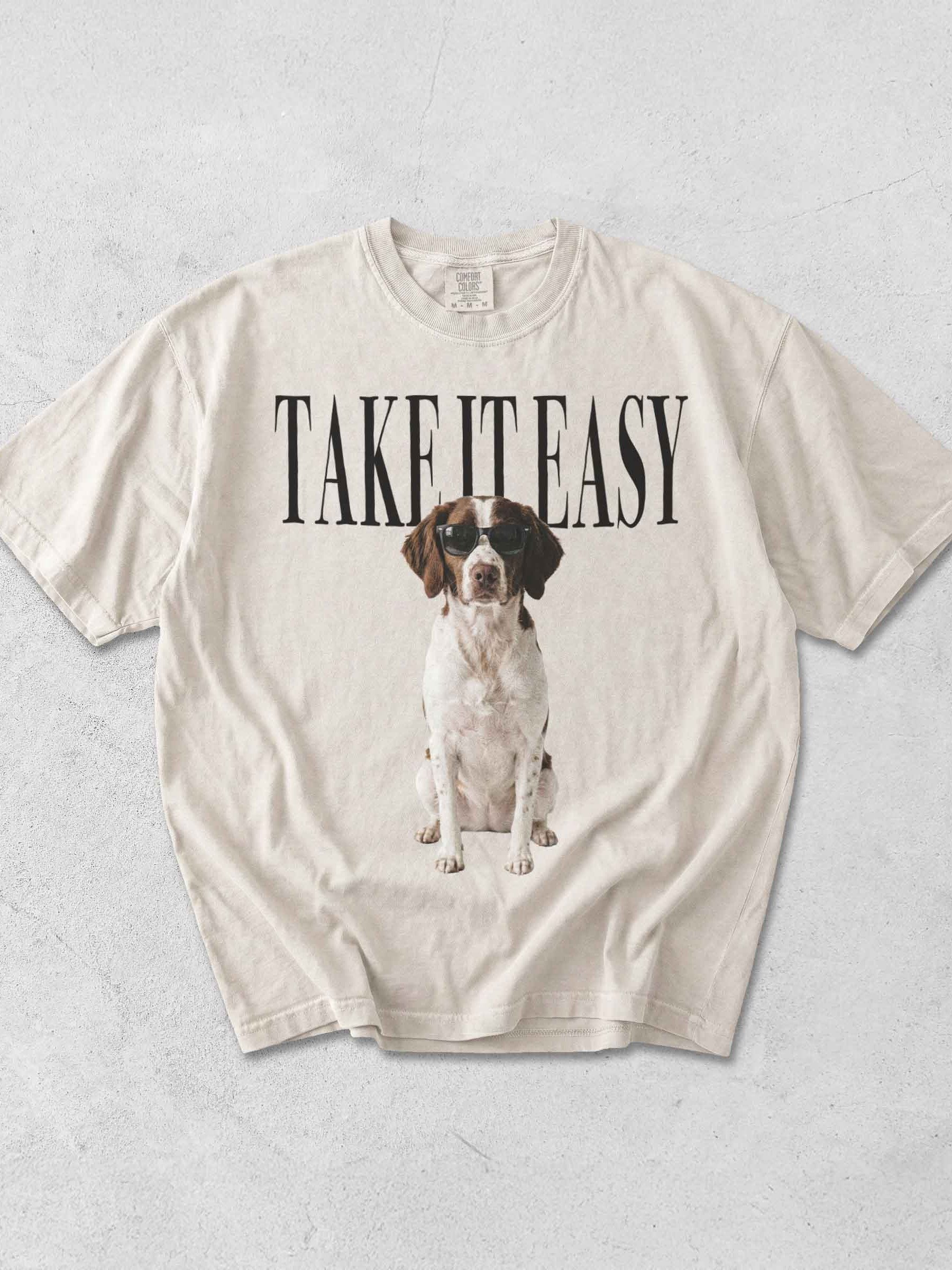 Take It Easy '90s Pop Vintage-Style T-Shirt for Brittany Spaniel(Liver & White) Owners product image (1)