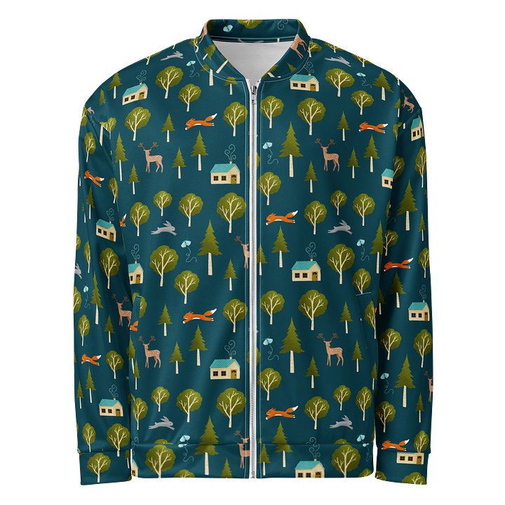 Cozy Cabin and Forest Animals Bomber Jacket product image (1)