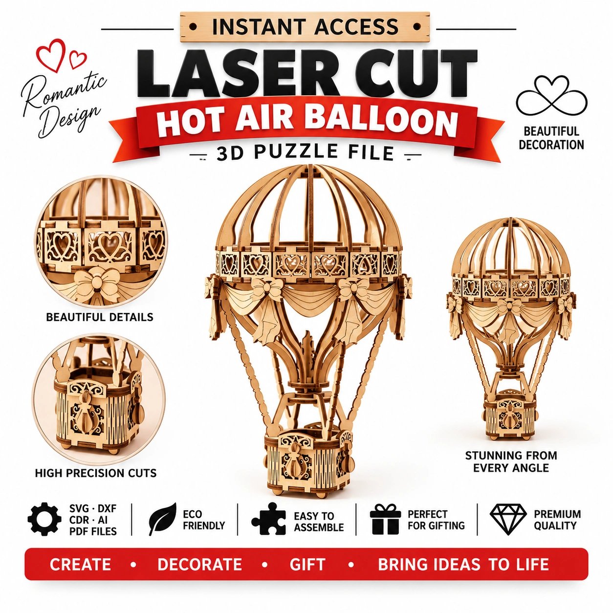 Laser Cut Decorative Lantern | SVG, DXF, AI, CDR & LBRN Files product image (1)