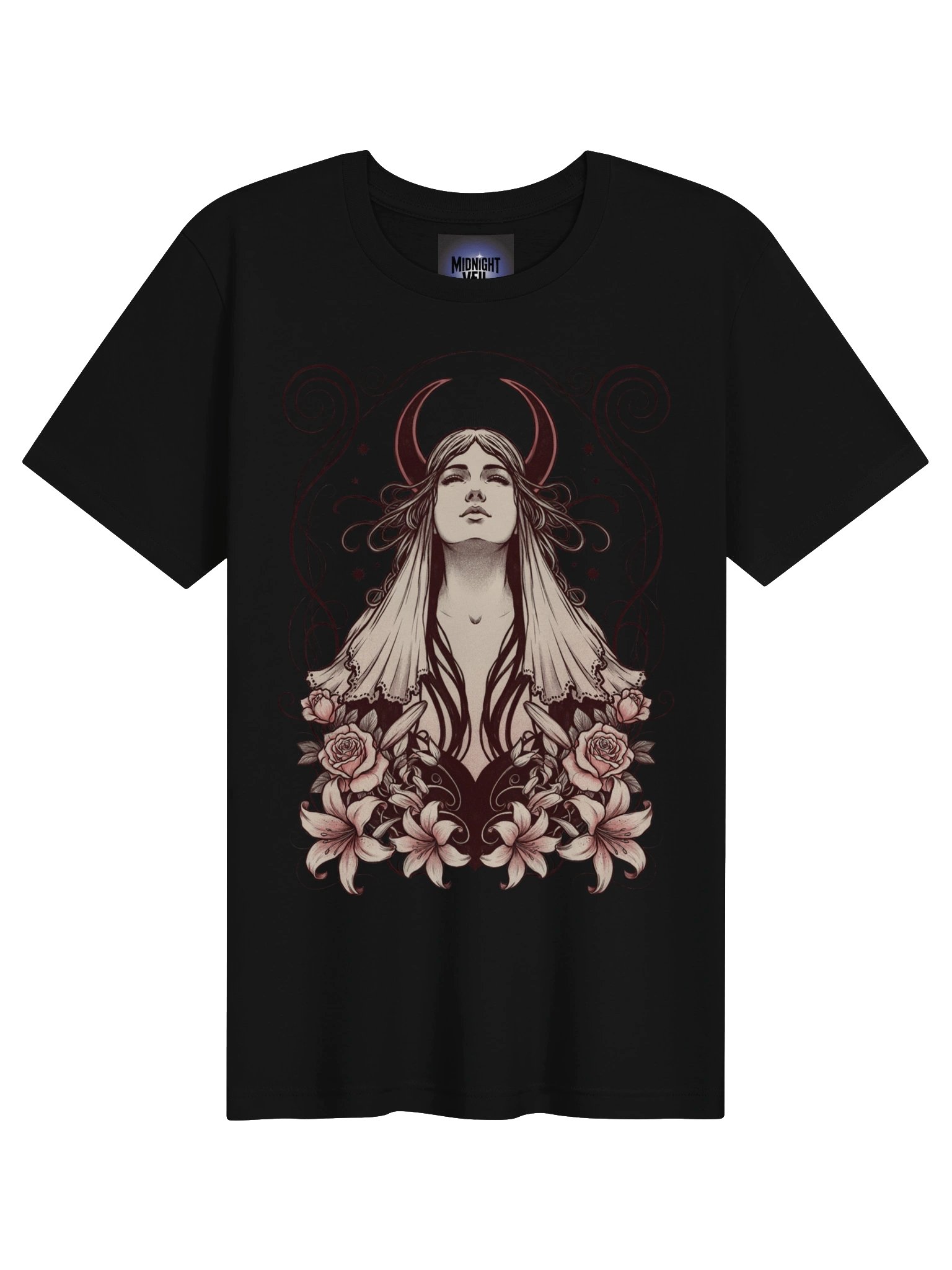 Midnight Veil Crescent Goddess T-Shirt product image (4)