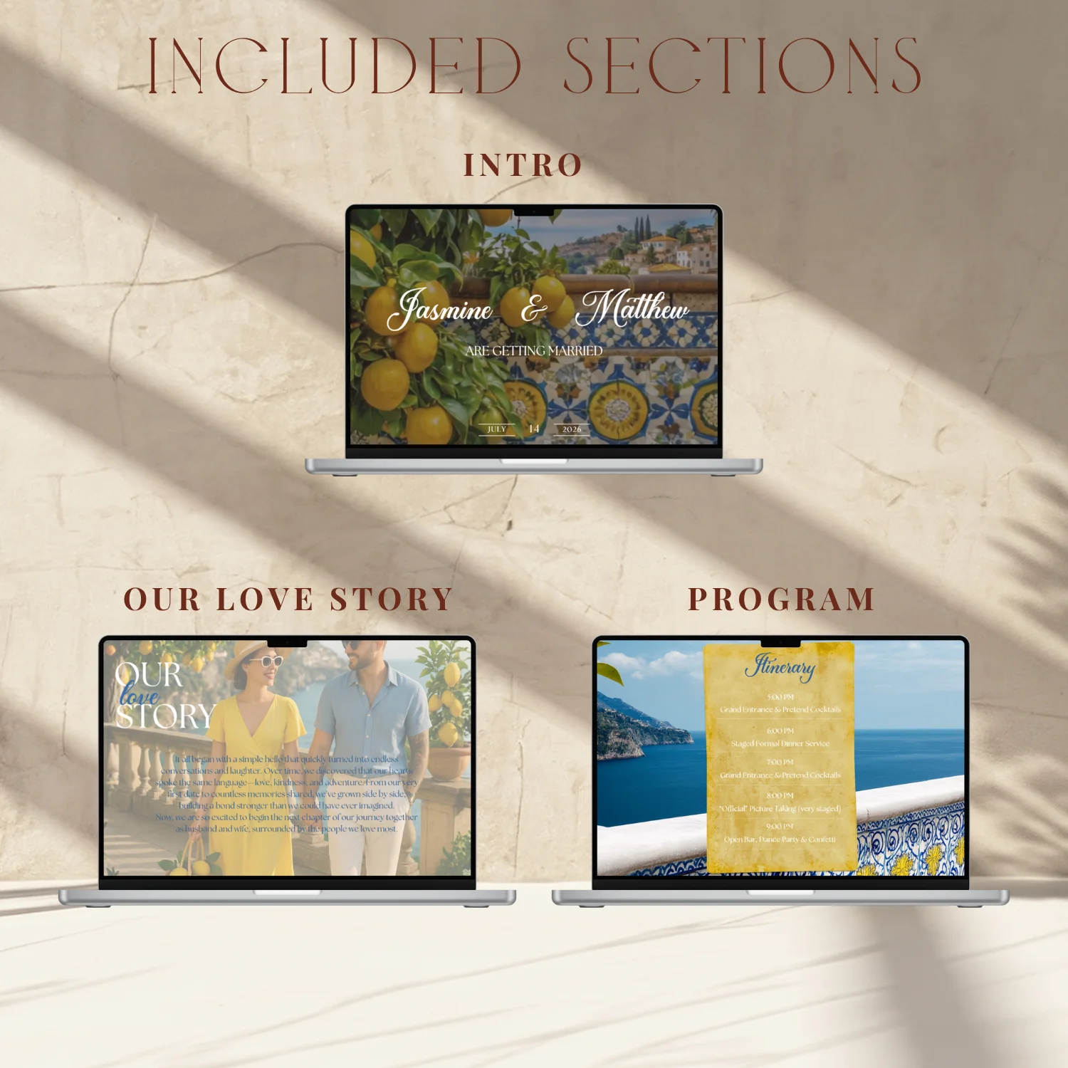 Lemon Wedding Website Template | Amalfi Citrus Theme | Editable Canva Template | Destination Wedding | RSVP Website | 5x7 Invite Included product image (3)