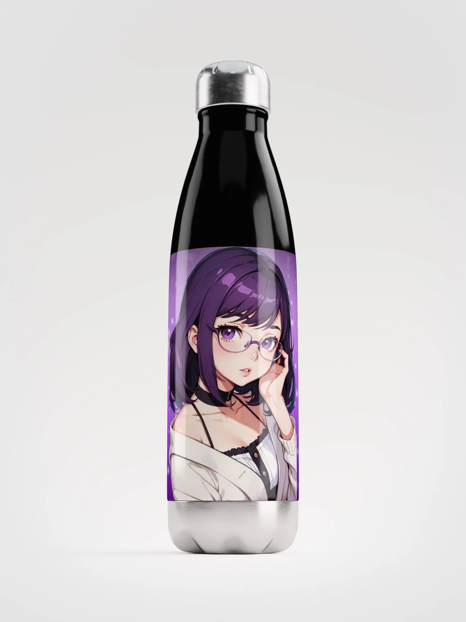 (Purple WAIFU) K Stainless Steel Water Bottle product image (1)