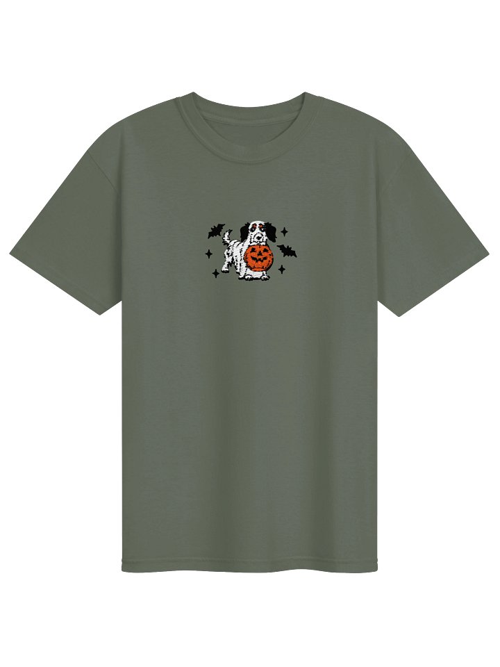 Halloween Longhaired Dachshund(Pied, Black) Embroidered T-Shirt product image (9)