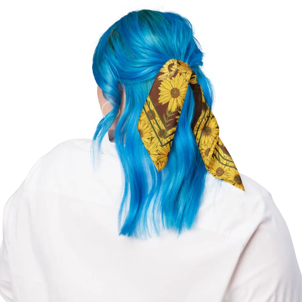 “Helianthus Sunflower Amongst the Greens” Bandana in Red product image (3)