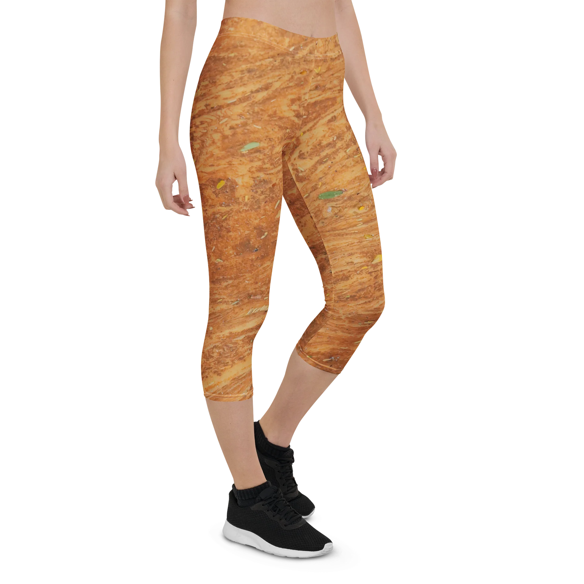 Terracotta Tea: All-Over Print Warm Rust & Leaf High-Waisted Yoga Capris product image (7)