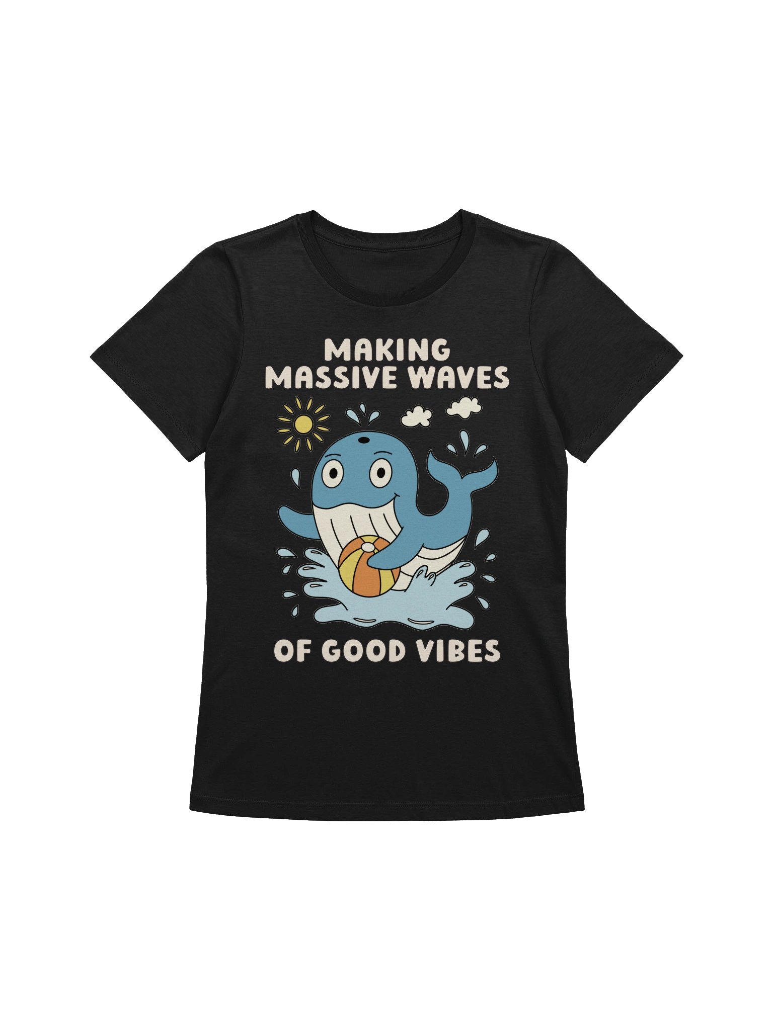 Making Massive Waves of Good Vibes Cute Silly Funny Whale Women's Relaxed-fit T-shirt product image (1)