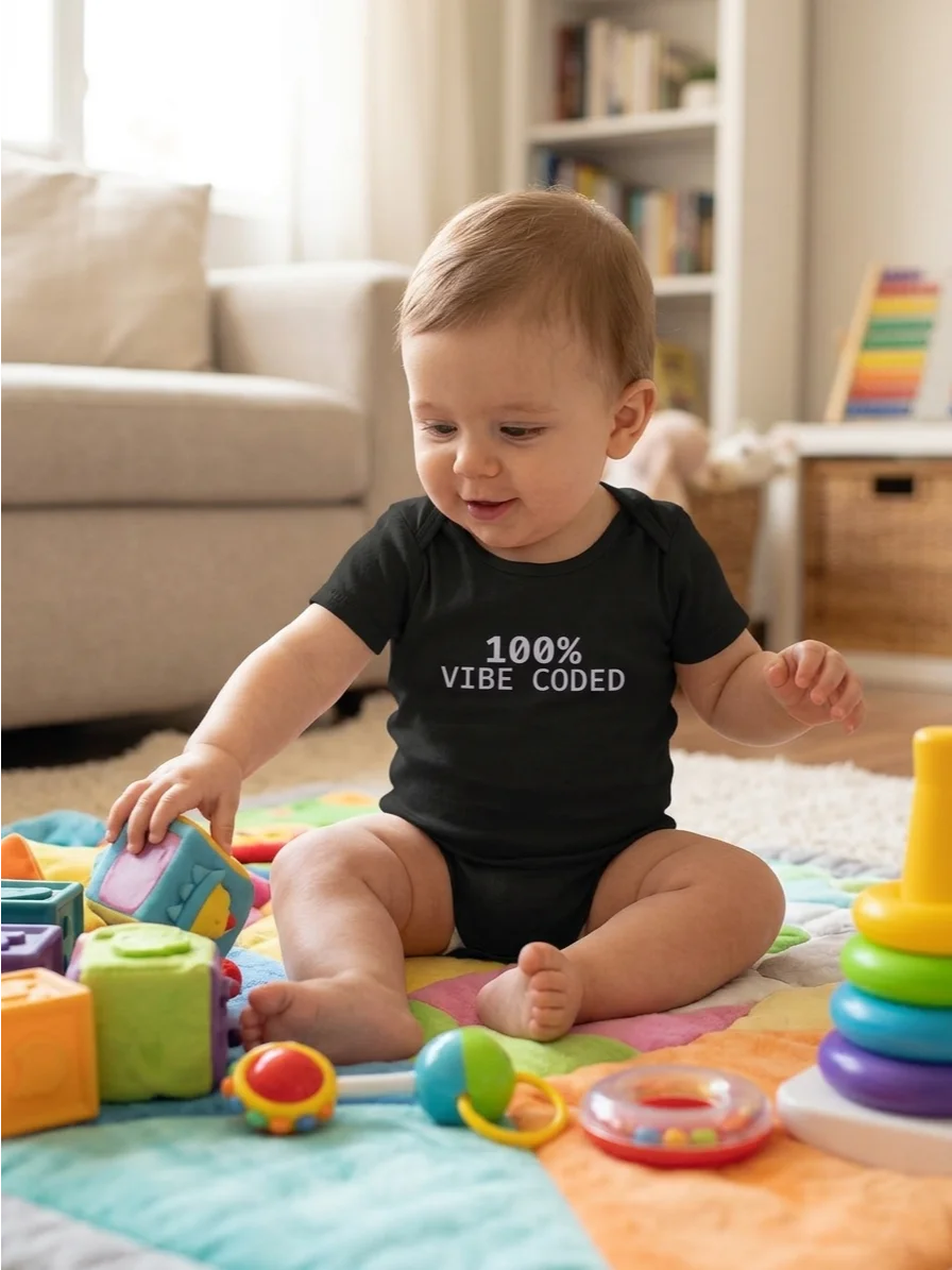 100% VIBE CODED | AI Vibe Coding Humor Funny Baby Bodysuit for Developers Gift Idea Apparel product image (2)