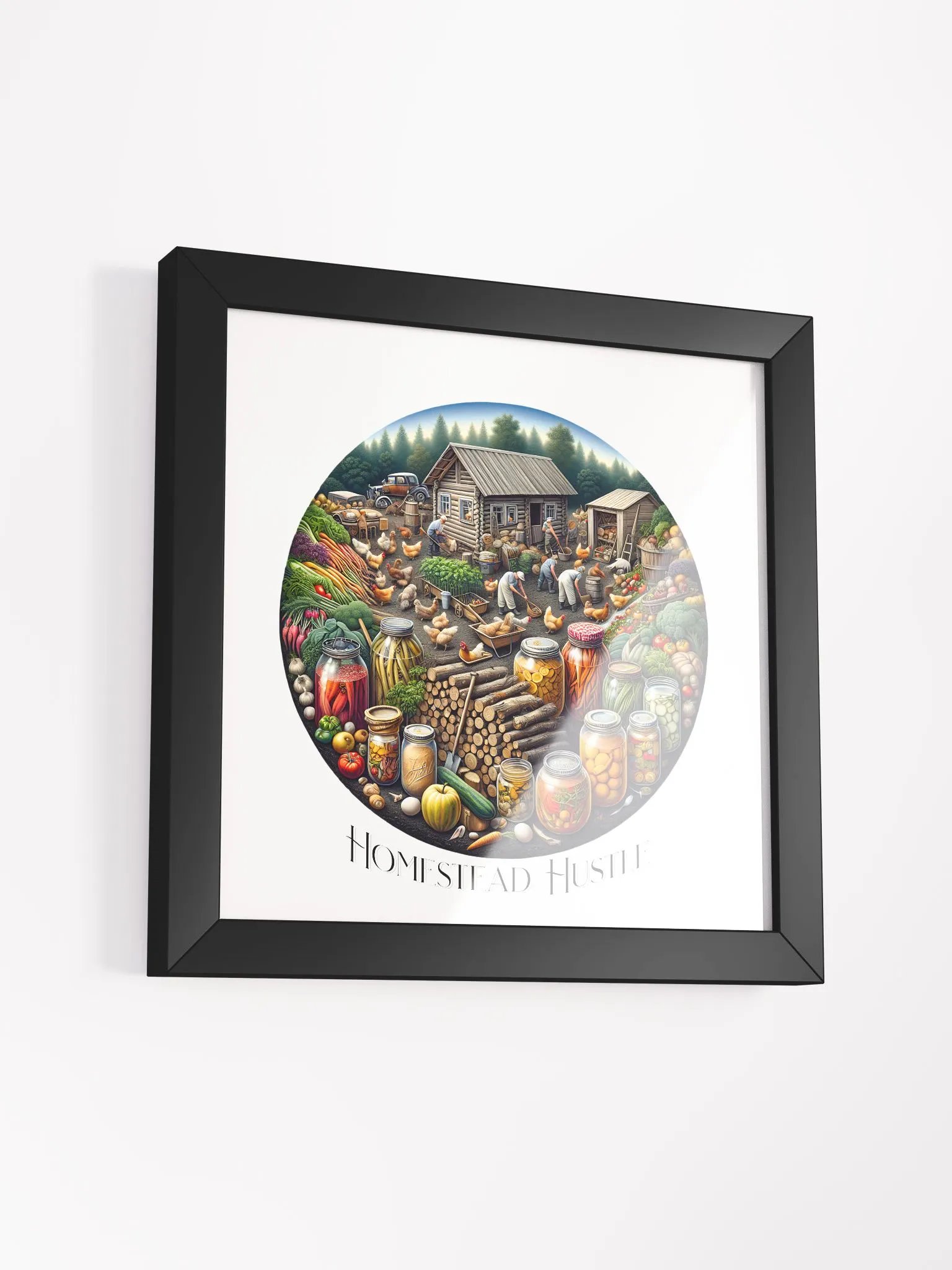Homestead Hustle Framed Square Poster | Farm Life Motivation | Hard Work Pays Off | Hustle on the Homestead | Farm, Hustle, Thrive | DIY Farm Life Motivation | From Farm to Hustle product image (3)