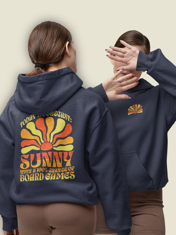 Sunny Forecast Board Game Hoodie for Tabletop Gamers - Navy product image (1)