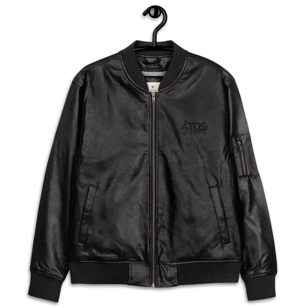 Premium Unisex Faux Leather Bomber Jacket by TDS Music – Available in Black and Brown product image (12)