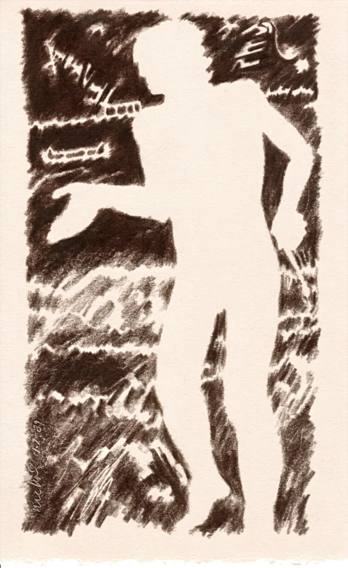 Man with Paintbrush (sepia) 01.07.90 print product image (1)