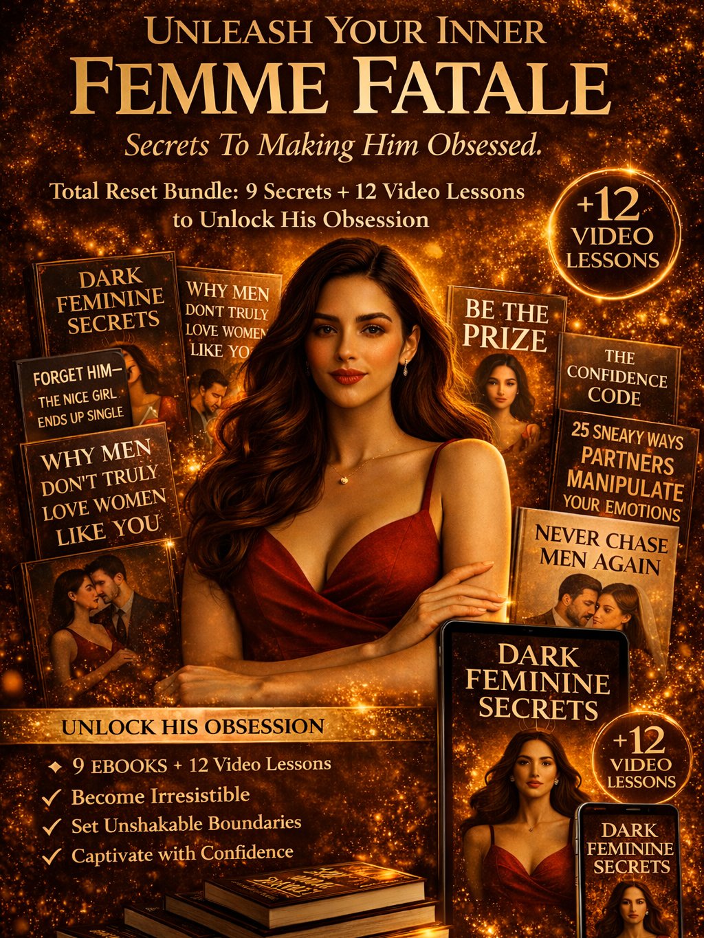 Unleash Your Inner Femme Fatale-Secrets To Making Him Obsessed: 21 Days of Dark Feminine Mastery (The Full Bundle) product image (1)