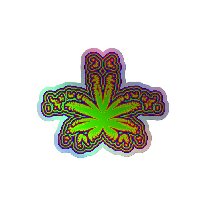 Rad Rainbow Weed Leaf Holographic Sticker, Cannabis Queer Pride Art product image (2)