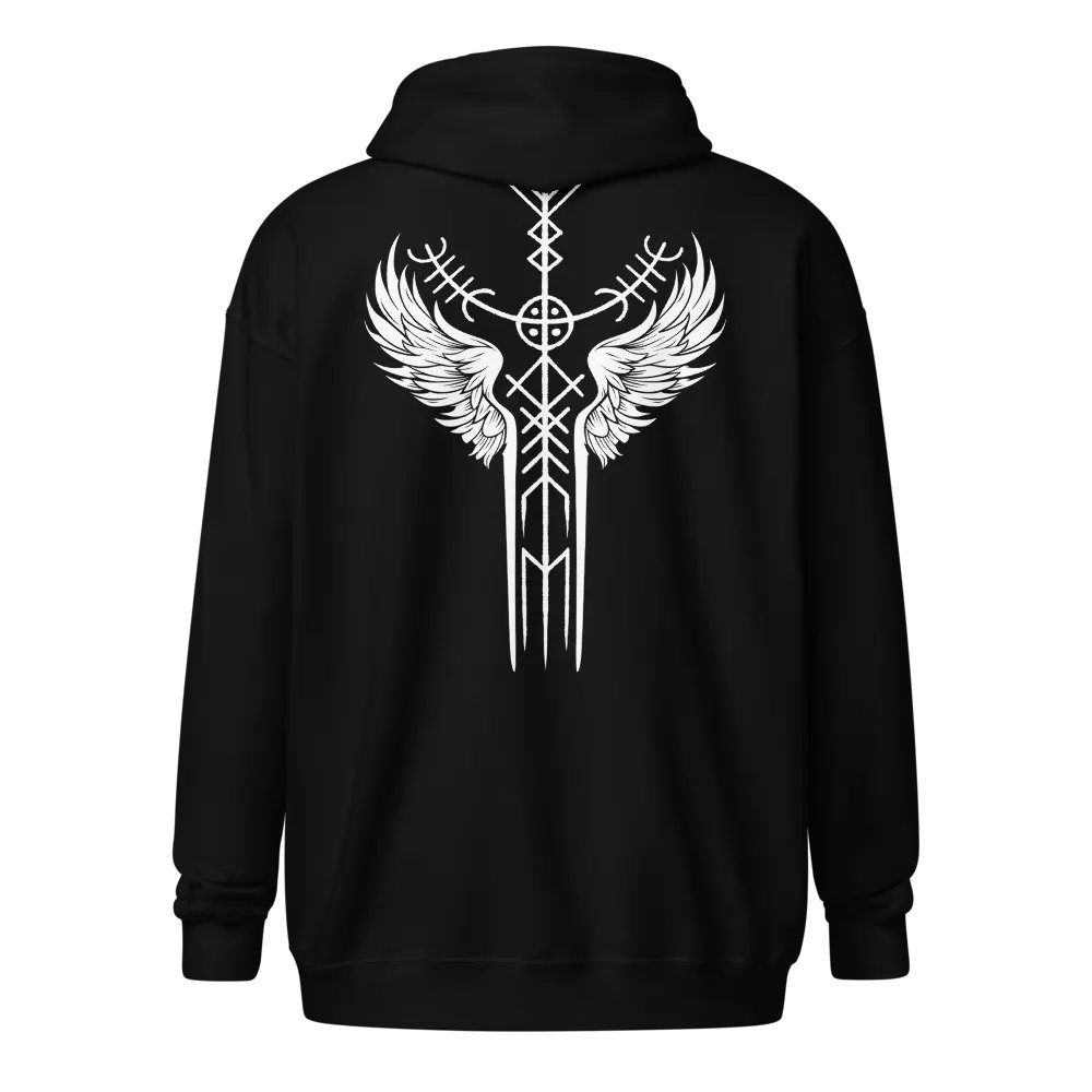 The Valkyrie Stave Heavy Zip Hoodie (white print) product image (1)