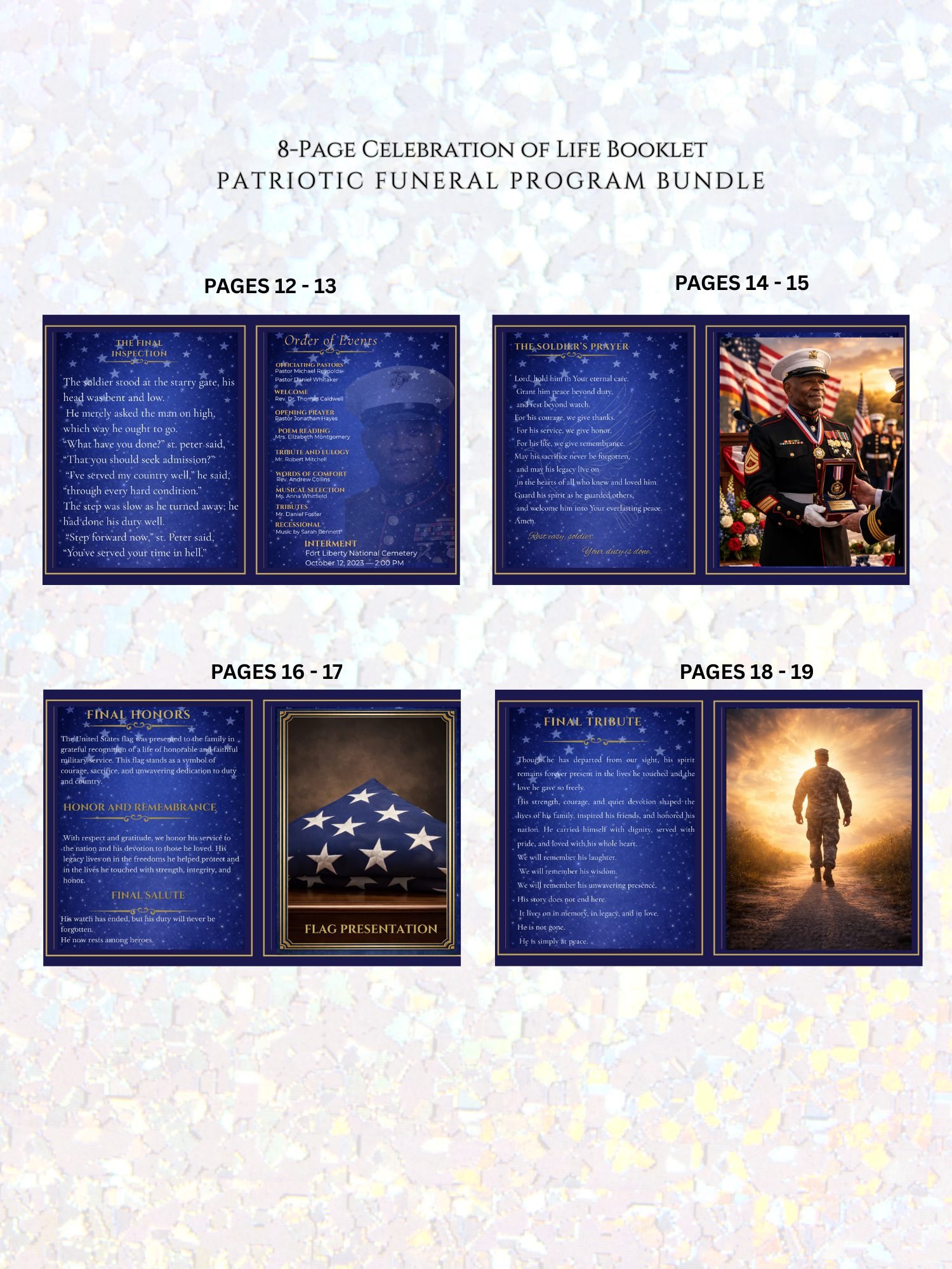 Ultimate Military Funeral Tribute Suite | 20-Page Magazine Program, Video Slideshow & Medal Guide product image (11)