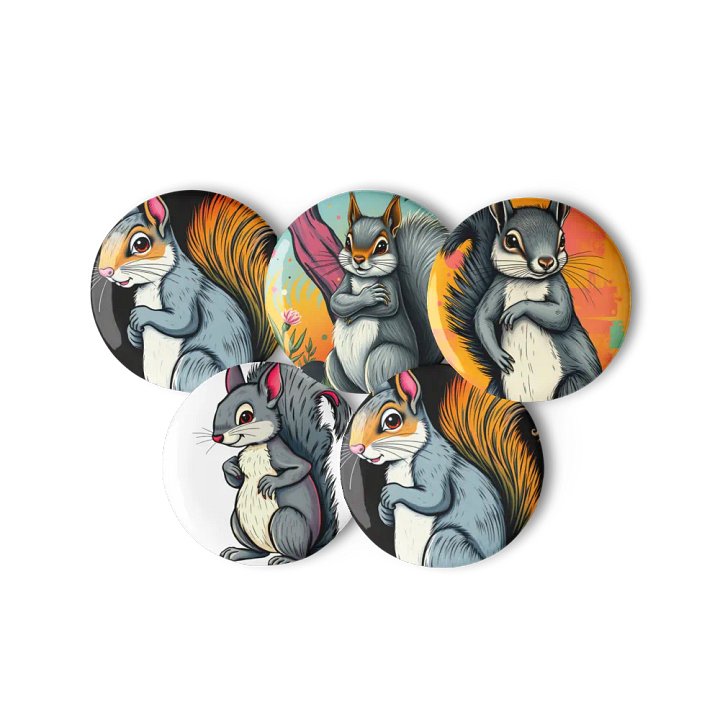 Whimsical Squirrel Pin Button Set product image (3)