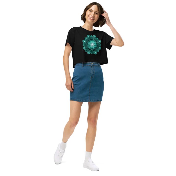 Turquoise Dot Mandala Women's Crop Top product image (2)