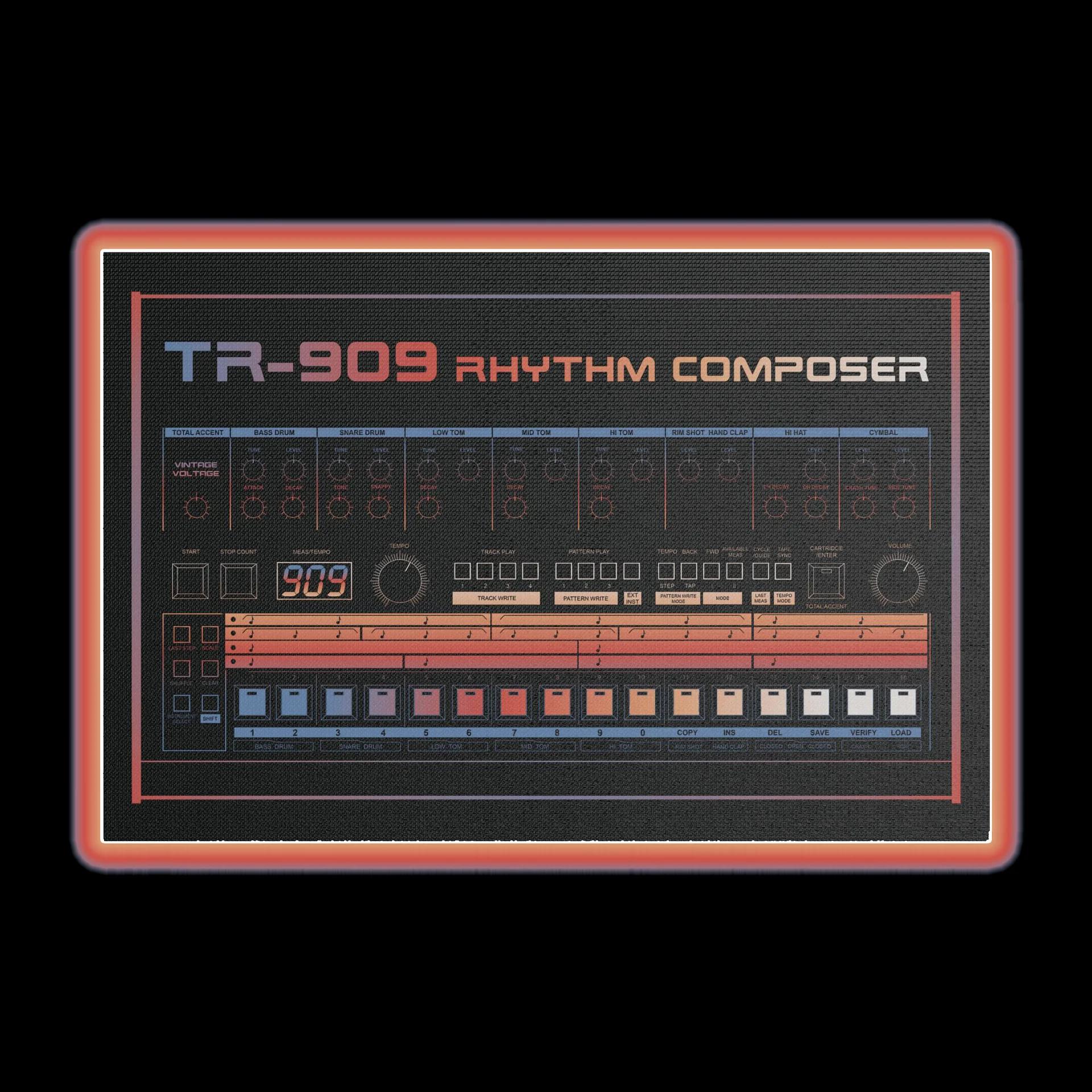 909 Canvas Wall Art - Roland TR-909 Rhythm Composer (Vintage Drum Machine) product image (12)