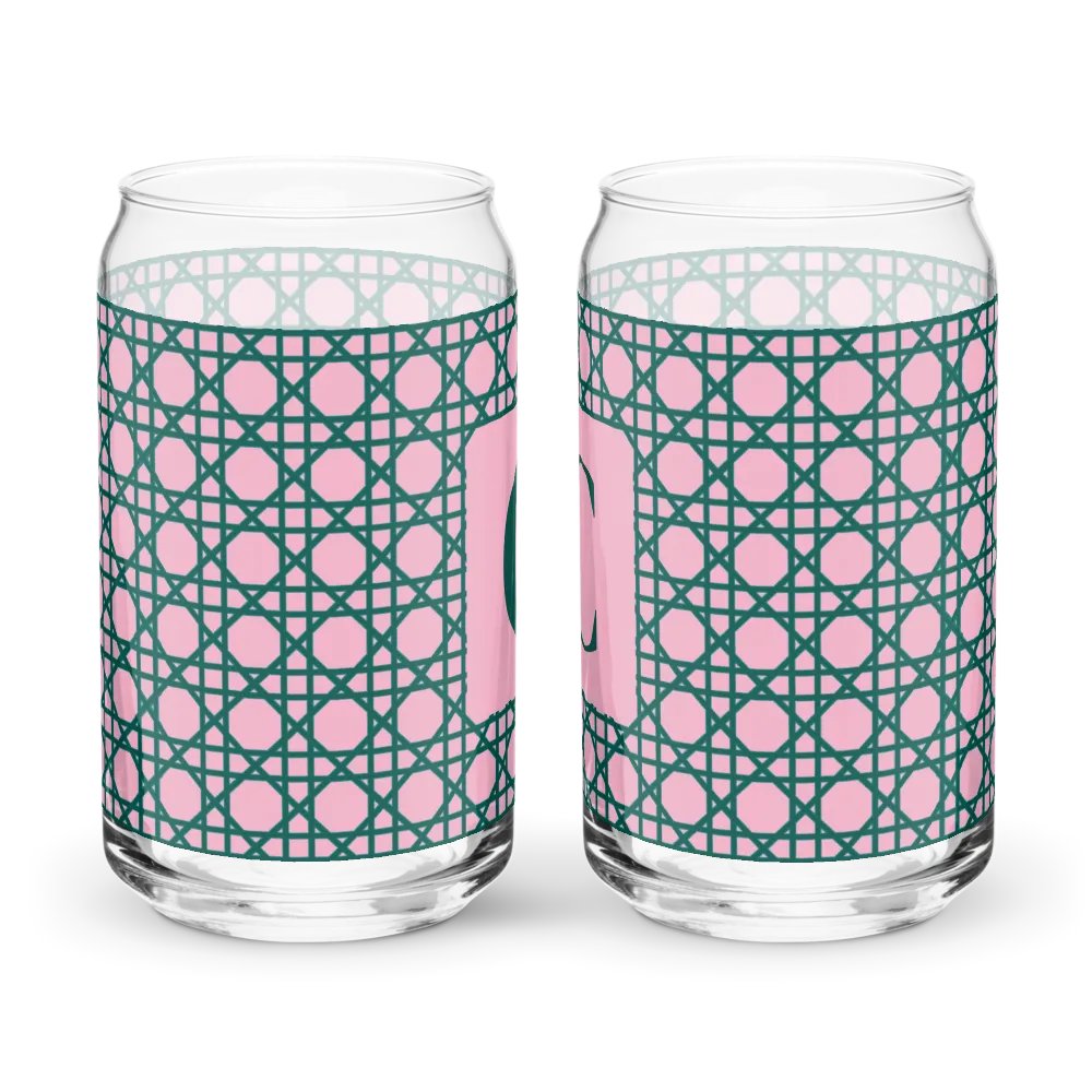 Cannage Green Pink Initial C Can-Shaped Glass product image (6)