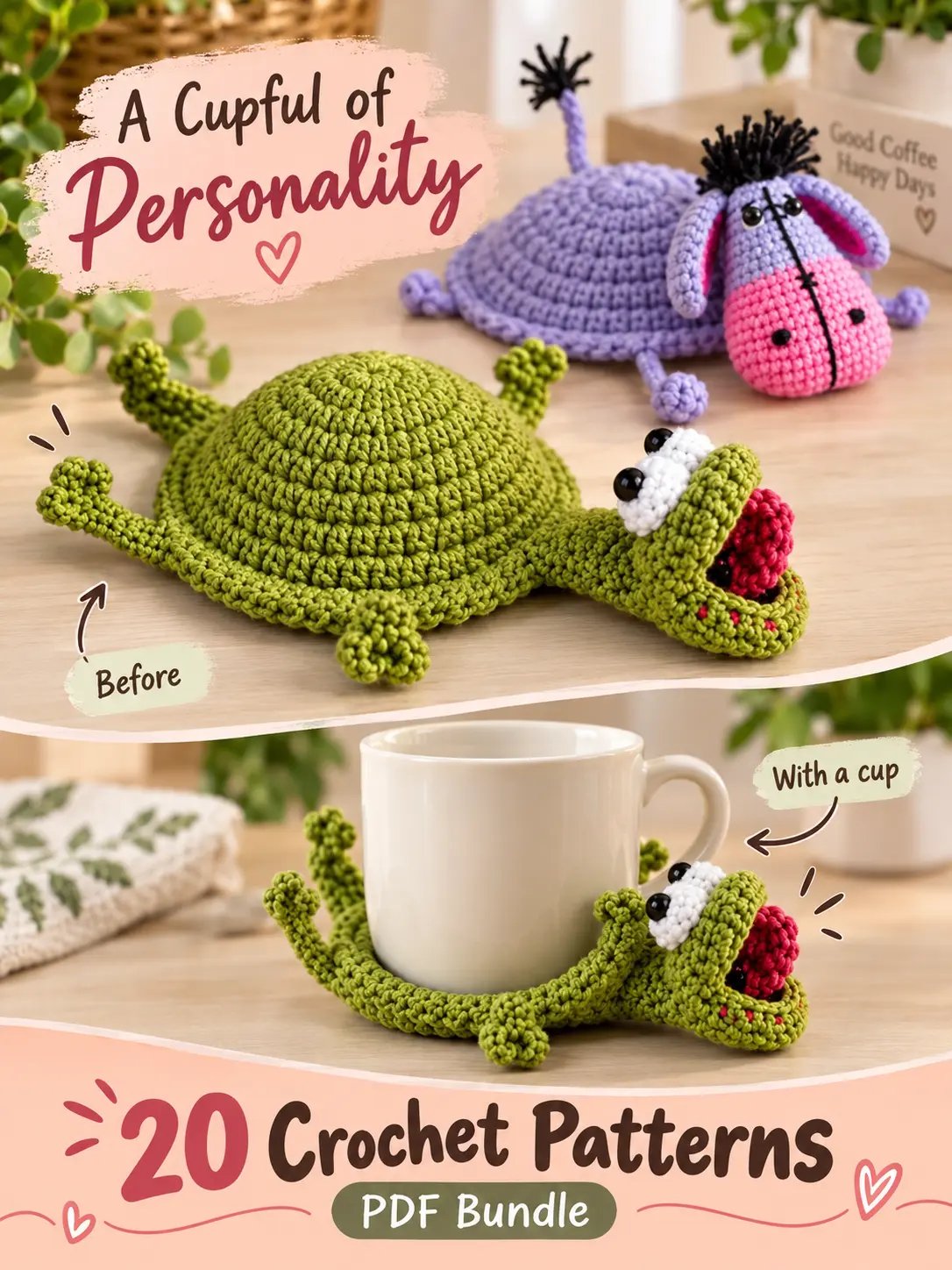 20 Pop-Up Animal Coasters Crochet PDF Bundle product image (4)