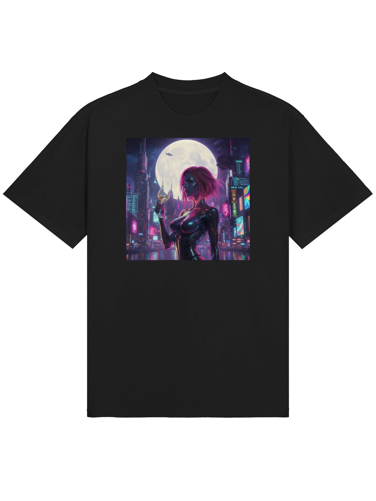 Neon Night Queen | Cyberpunk Futuristic Portrait | Pink Purple City Art product image (1)
