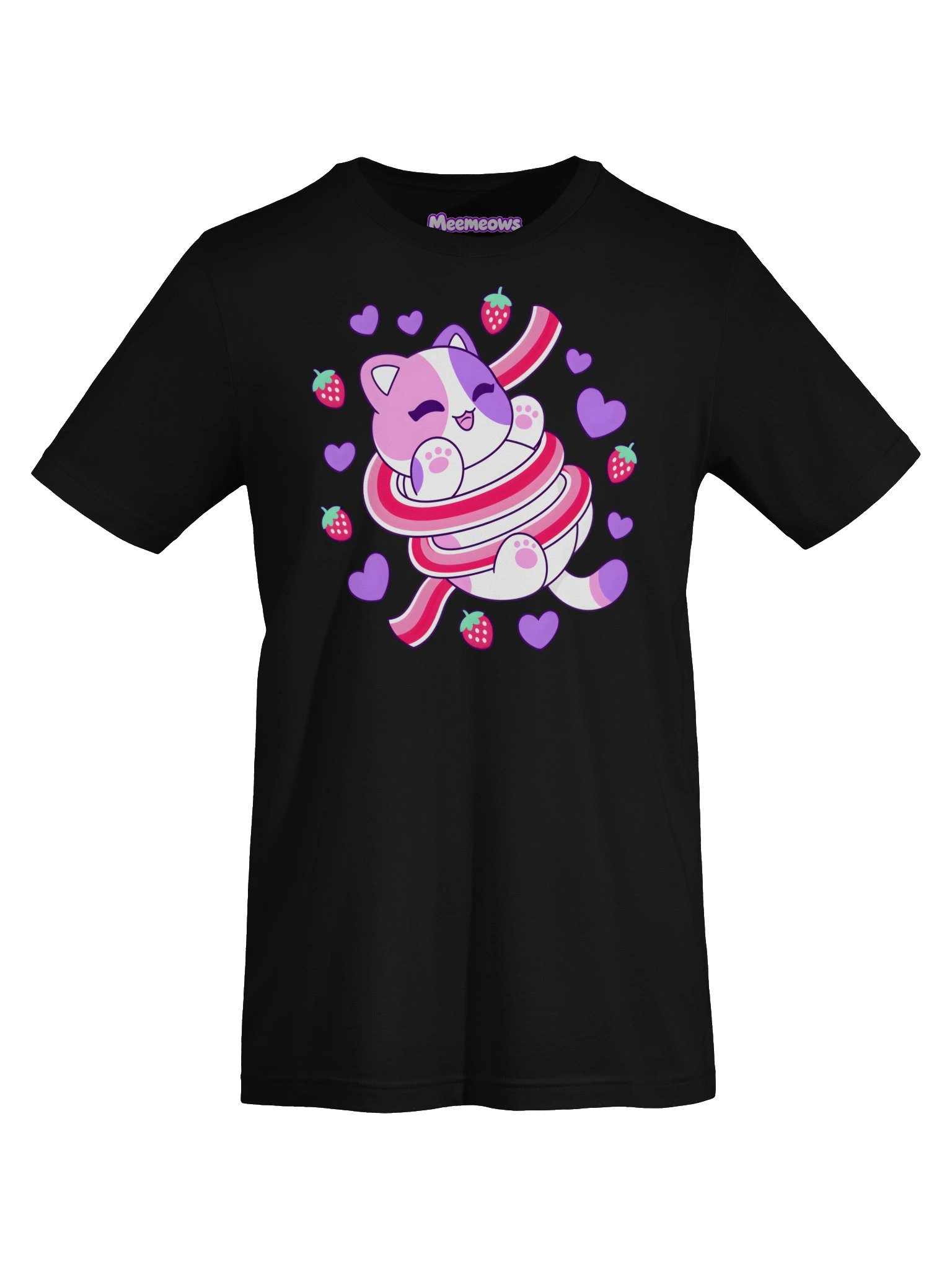 Meemeows Strawberry Cat T-Shirt – Cute Kawaii Candy Kitty product image (5)