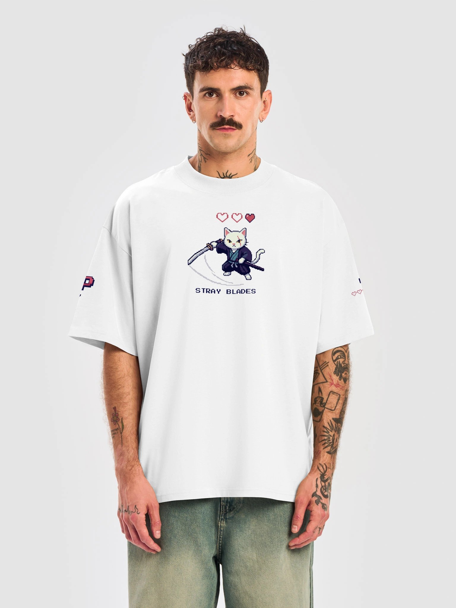 PRESS START Pixel Tee — White product image (5)