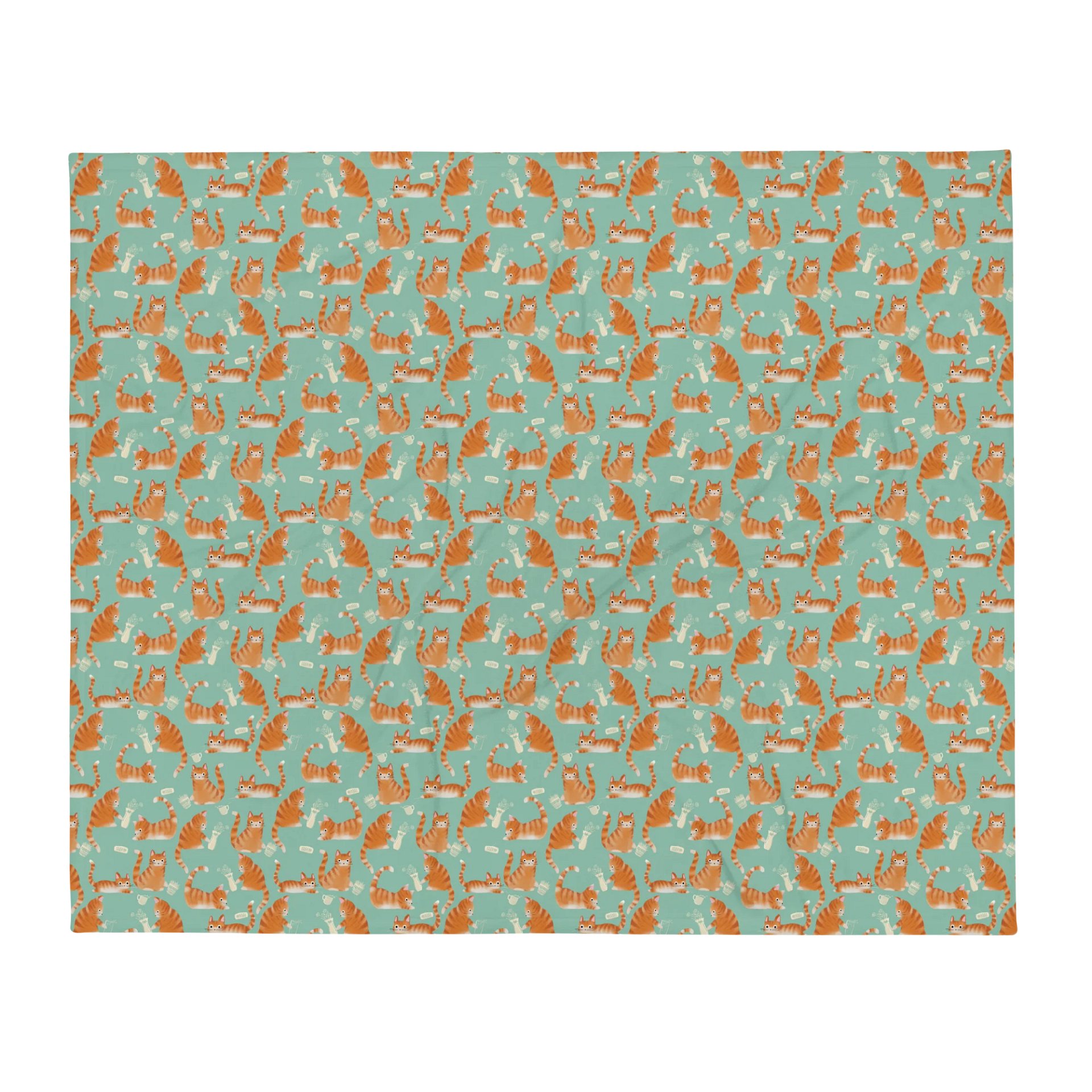 Bad Orange Tabby Cats Knocking Stuff Over Throw Blanket, Green product image (1)