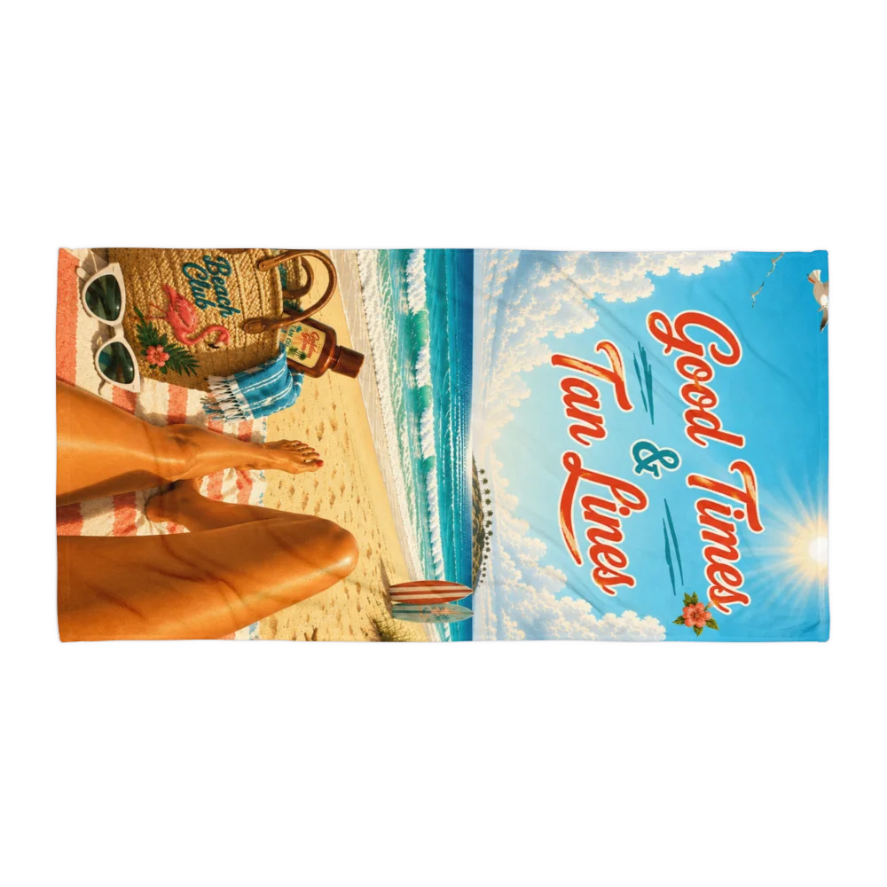 Good Times & Tan Lines Retro Beach Towel product image (1)