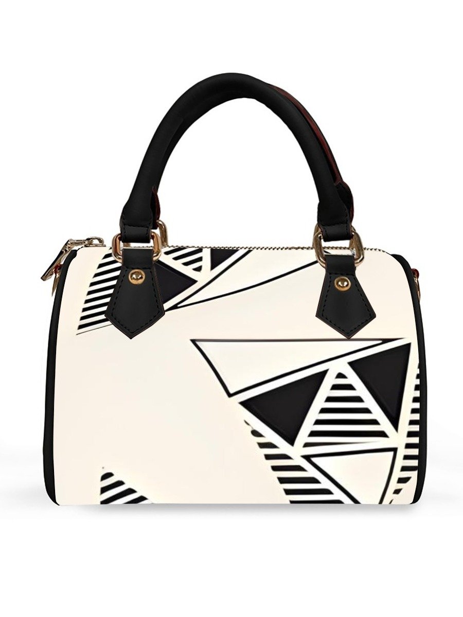 Monochrome Geo Leather Barrel Bag product image (3)