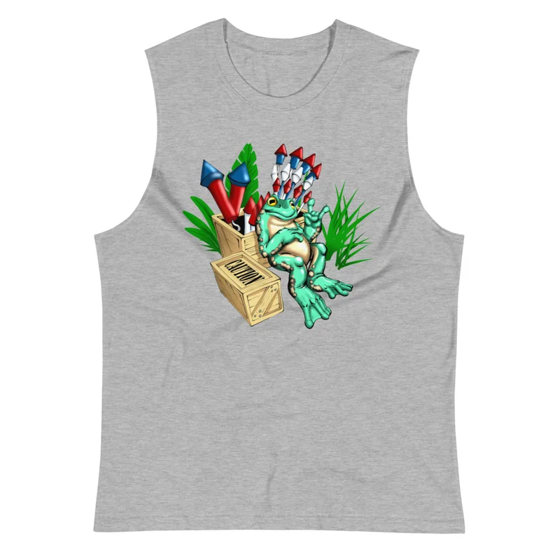 4th of July Frog Muscle Shirt product image (1)