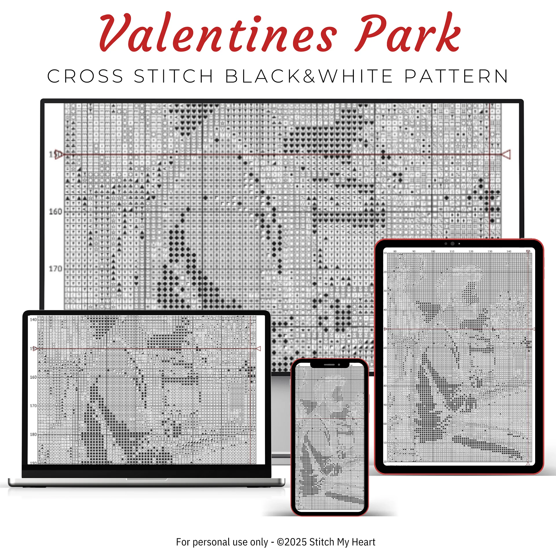 Valentines Day Park Cross Stitch Pattern product image (4)