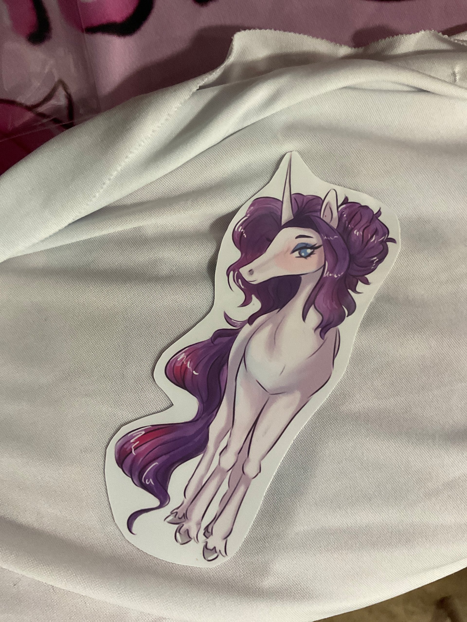 Purple haired unicorn sticker product image (2)