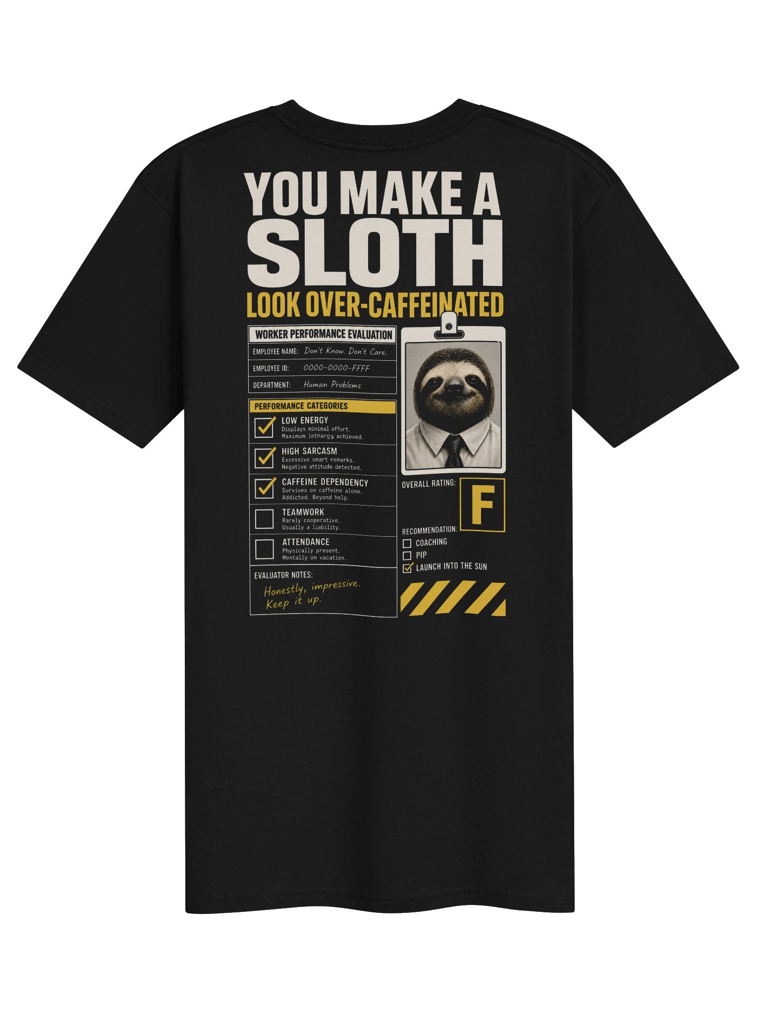 Worker Performance Evaluation: Low Energy Sloth | Heavyweight T-shirt product image (3)