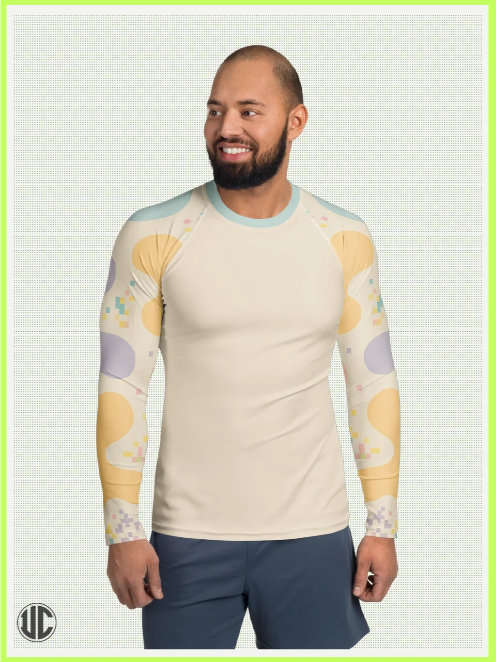 Theo’s Digital Wave – Men’s Rash Guard product image (1)