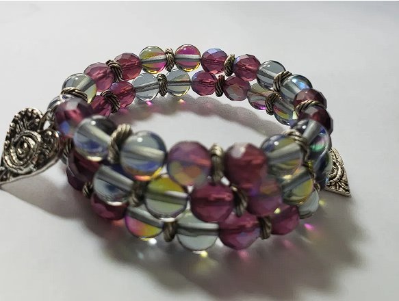 Everylet: 8mm Purple Crystal and Aura Crystal Mermaid Glass w Syn Charm product image (1)