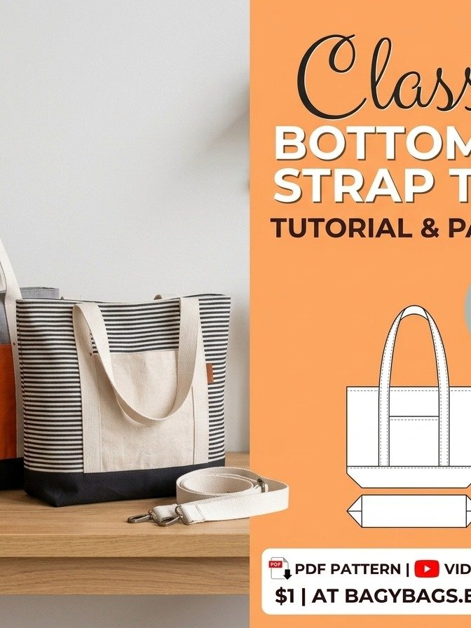 The Classic Bottom-Up Strap Tote | Digital Pattern + Video Tutorial product image (1)