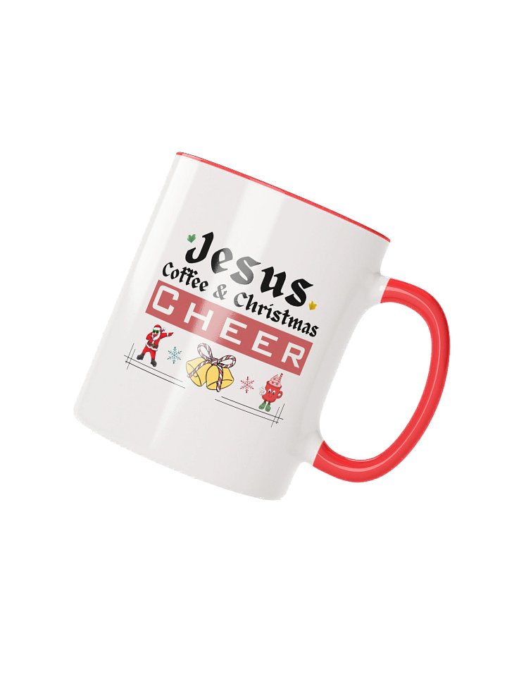 Jesus, Coffee, & Christmas Cheer! Two-Tone 11 & 15 oz Mug | Christian Christmas Mug with Red Accent | Holiday Gift for Believers & Moms product image (4)