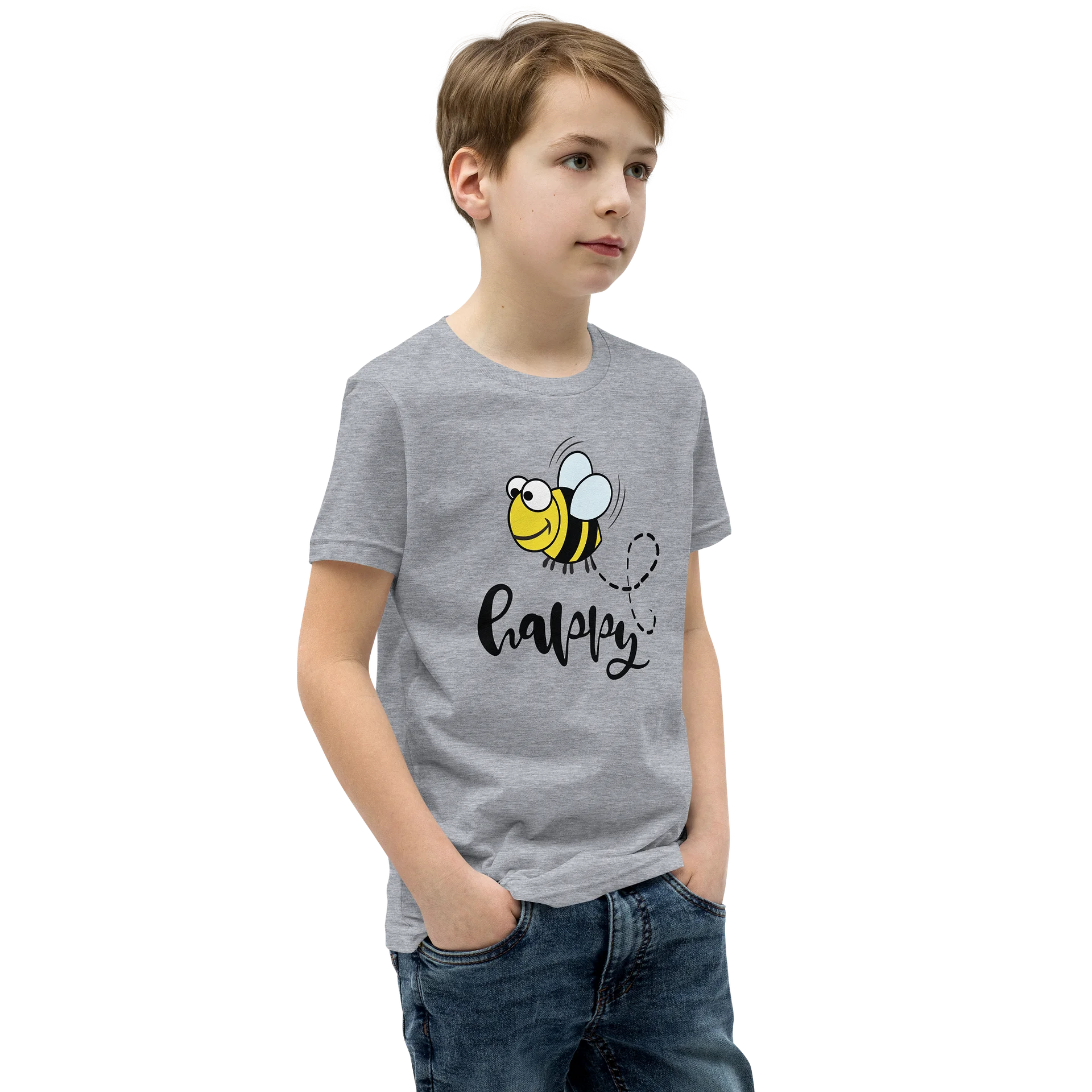 Happy Bee Kids T-Shirt | Cute Bumblebee Graphic Unisex Youth Tee product image (2)