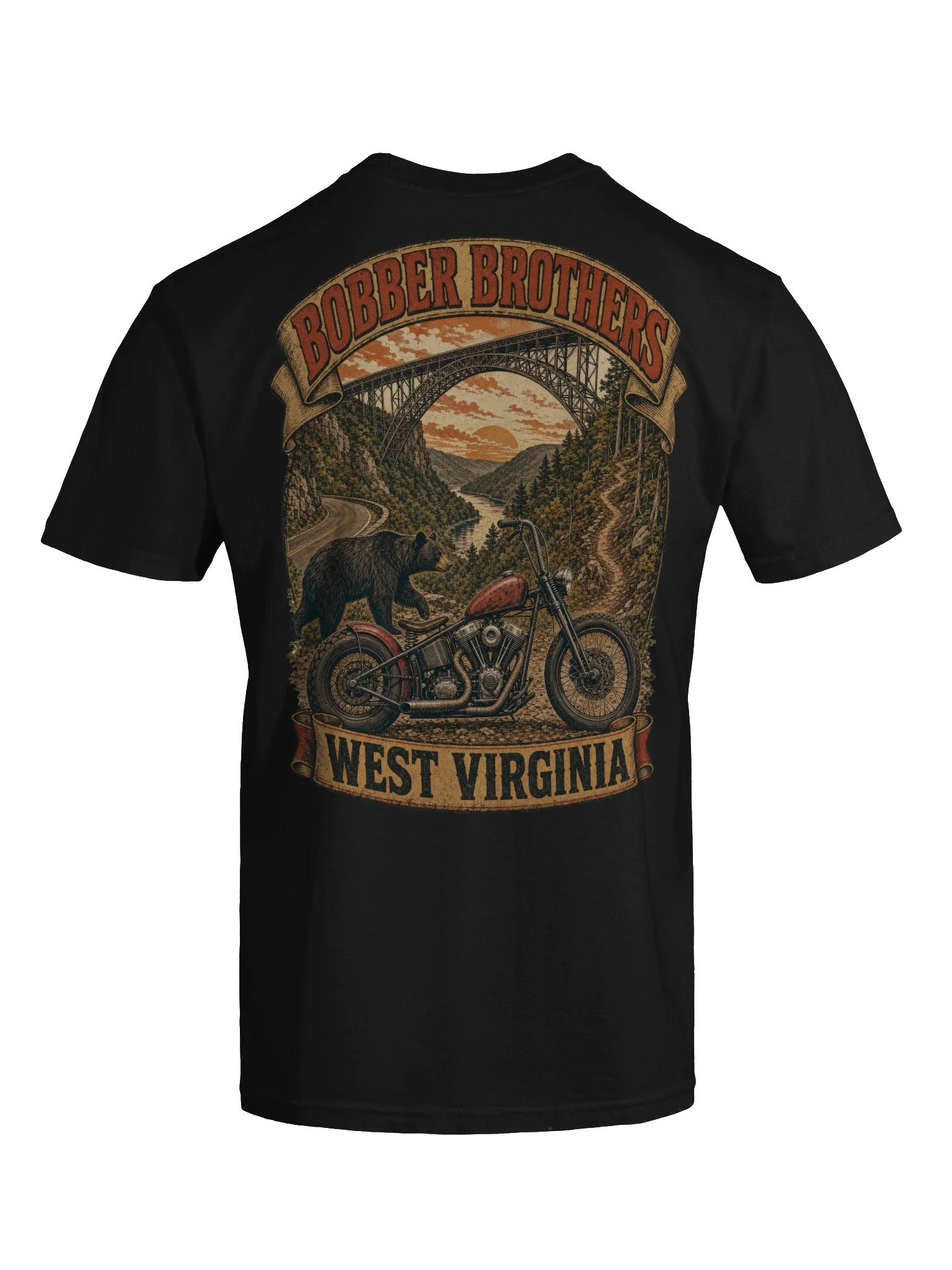 West Virginia motorcycle t-shirt design by Bobber Brothers