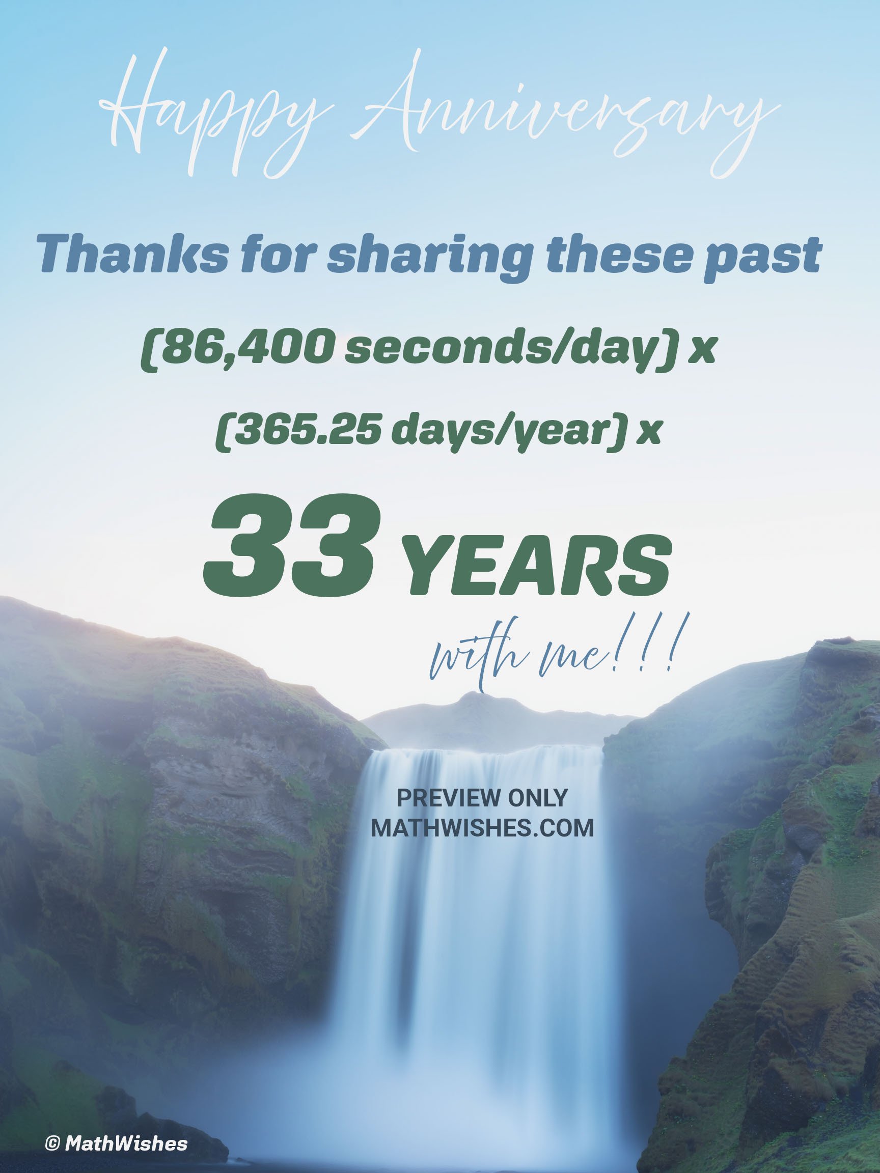33rd Anniversary Card - Waterfall product image (1)