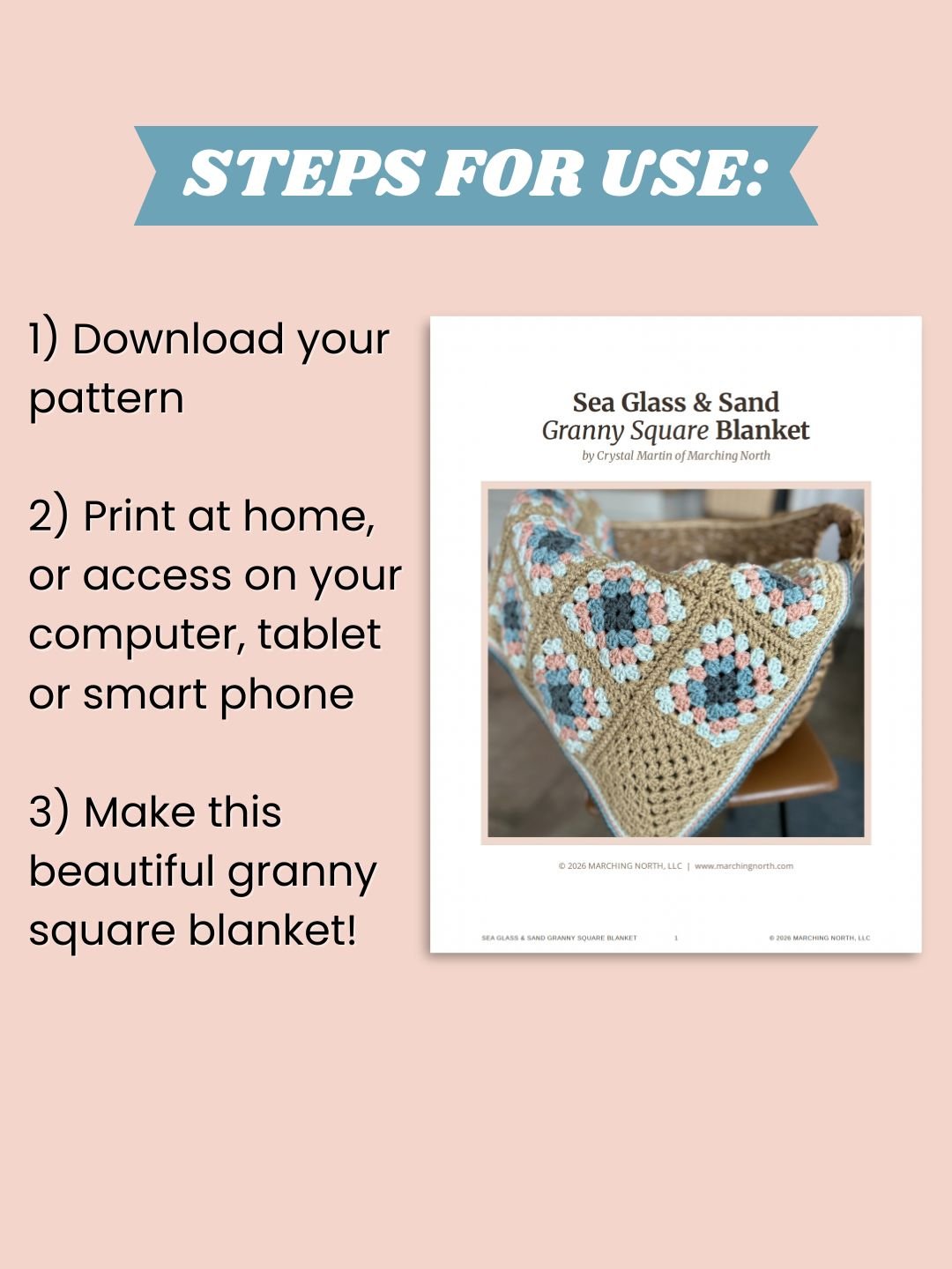 Sea Glass & Sand Crochet Granny Square Blanket (Digital PDF Pattern) product image (5)