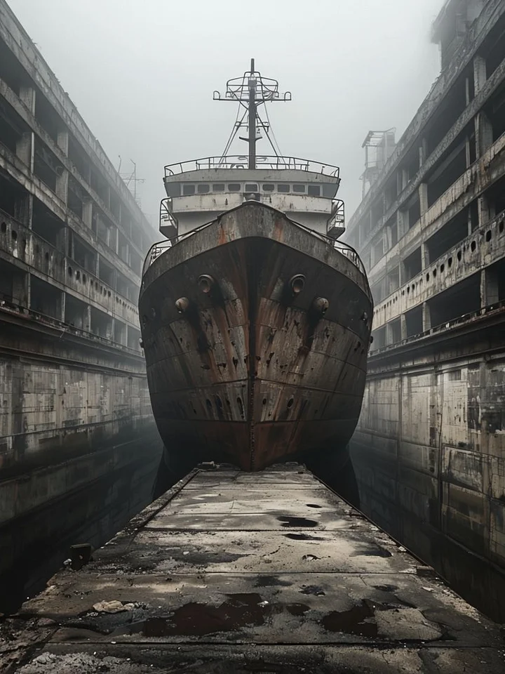 Moody Docked Ship Framed Poster product image (1)