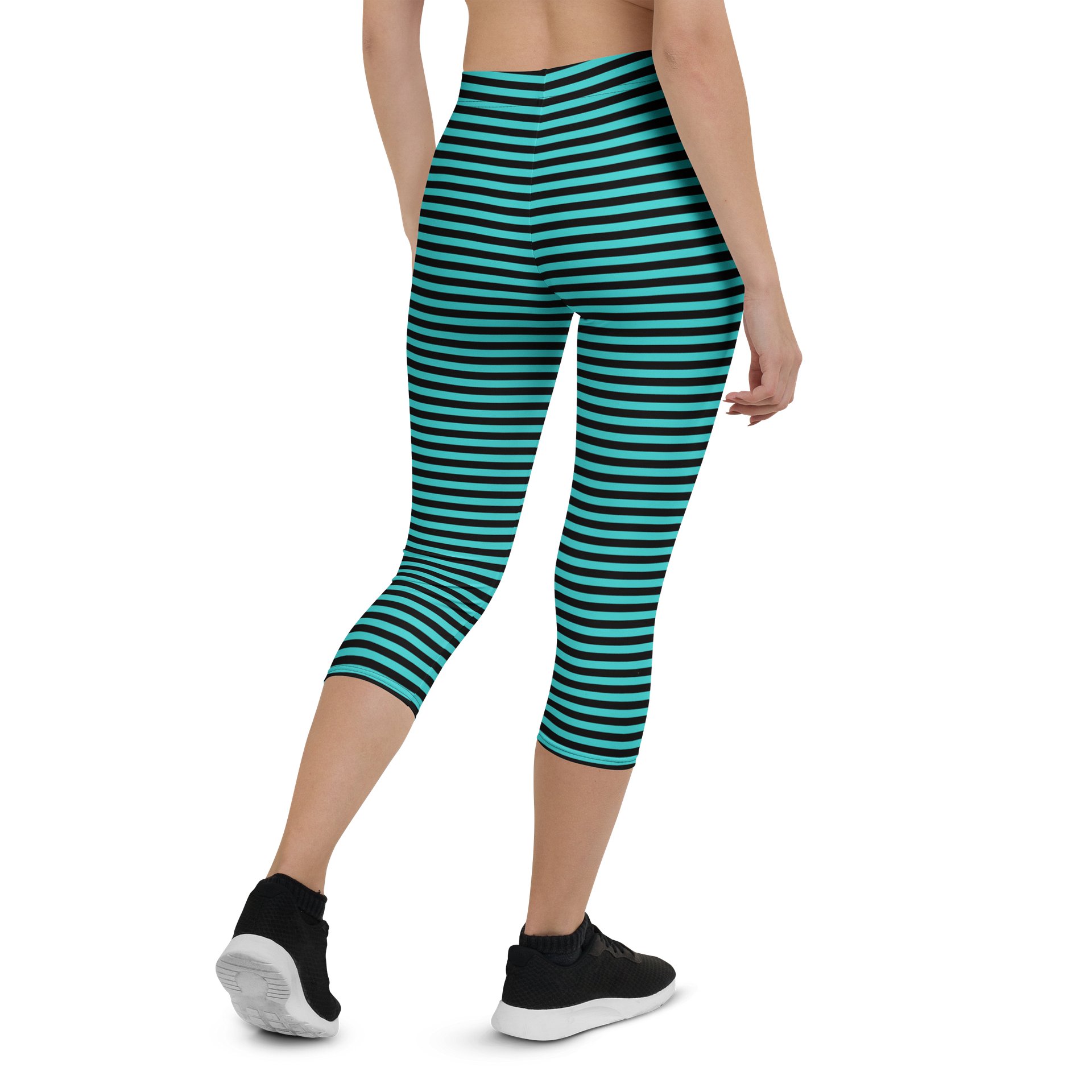 Blaque and Turquoise Stripped Capri product image (3)