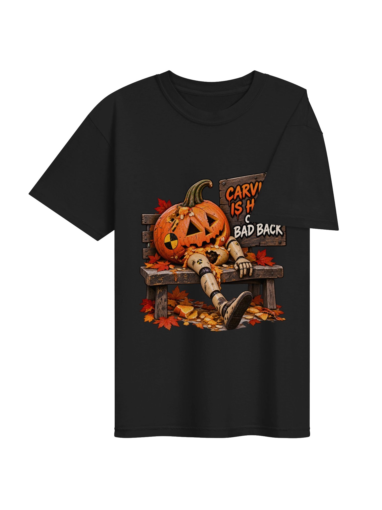 Funny Halloween Back Pain Shirt — Carving Is Hard on a Bad Back Pumpkin Tee | Holly-Ween™ product image (5)