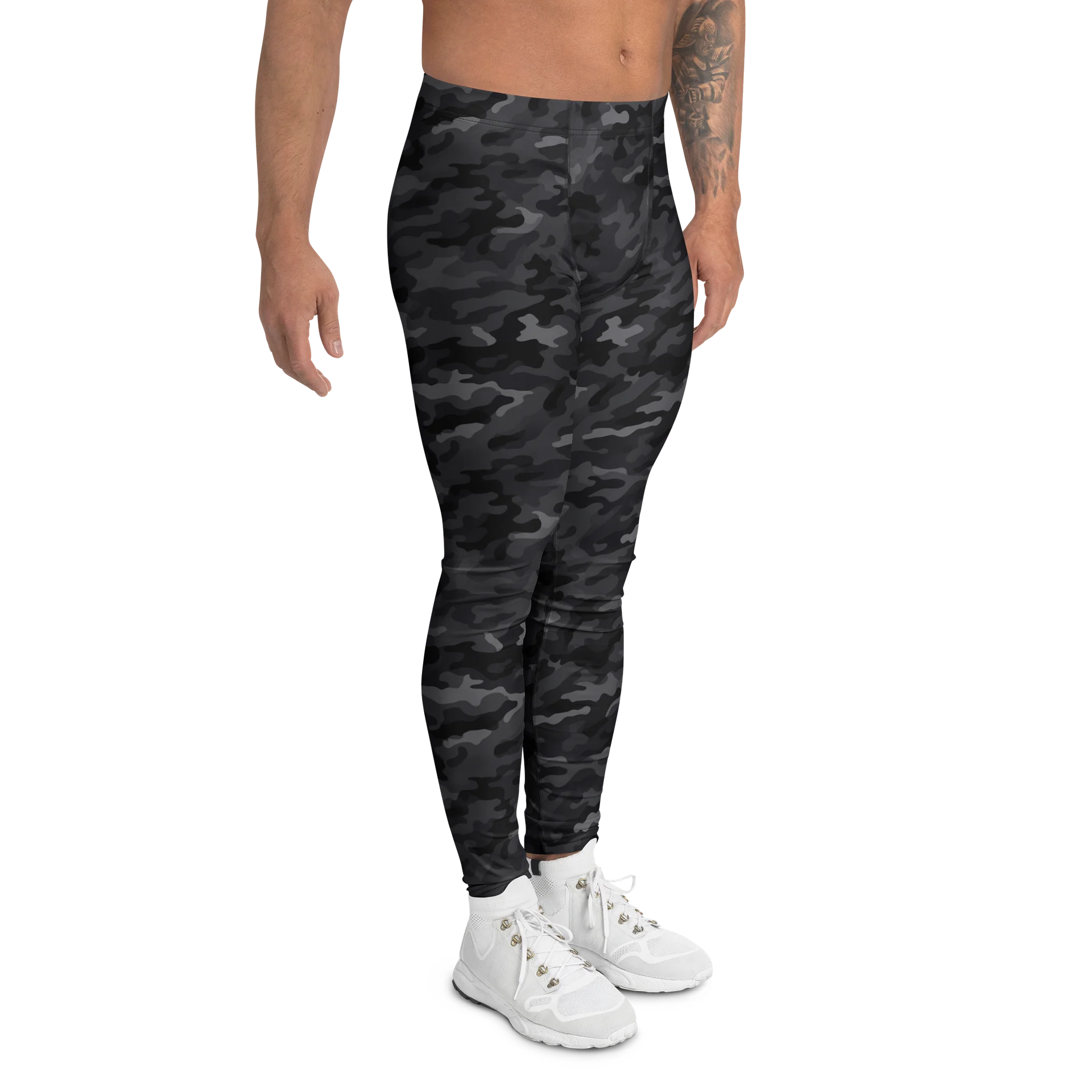 Comfortable Men's Leggings Bold Black Camo Print product image (3)