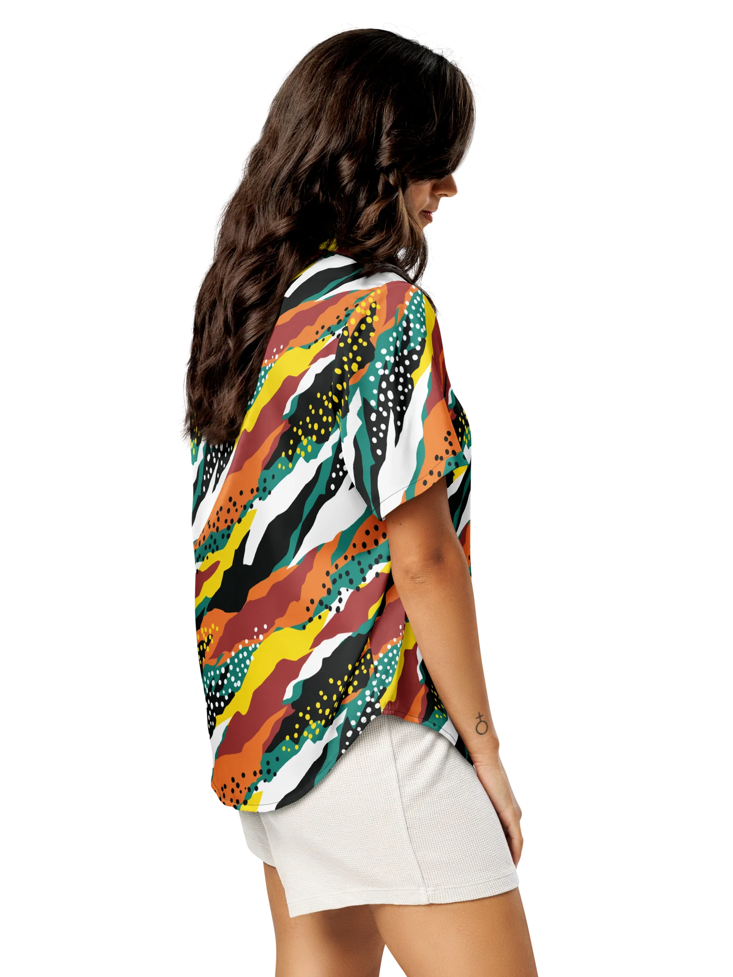 Terracotta & Teal Abstract Safari Pattern | Vibrant All-Over Print Women's Short Sleeve Pajama Top product image (8)