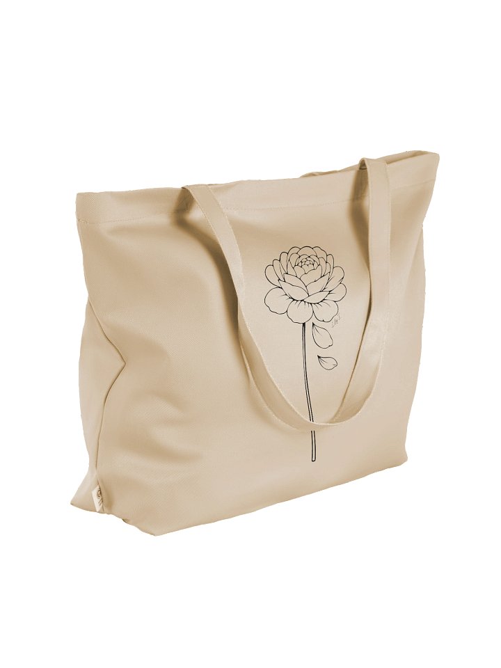 Rose "love hard" Organic Cotton Tote Bag - Beige product image (2)